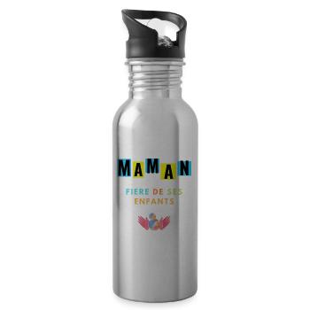 Mama stolz auf ihre Kinder - Trinkflasche mit integriertem Trinkhalm - Lightsilver - Rechts