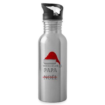 meilleur papa noël humour - Gourde avec paille intégrée - argent clair - Droite