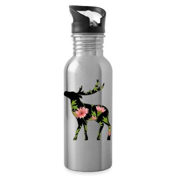 Hirsch - Trinkflasche mit integriertem Trinkhalm - Lightsilver - Rechts