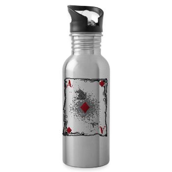 Das Karo-Ass. - Trinkflasche mit integriertem Trinkhalm - Lightsilver - Rechts