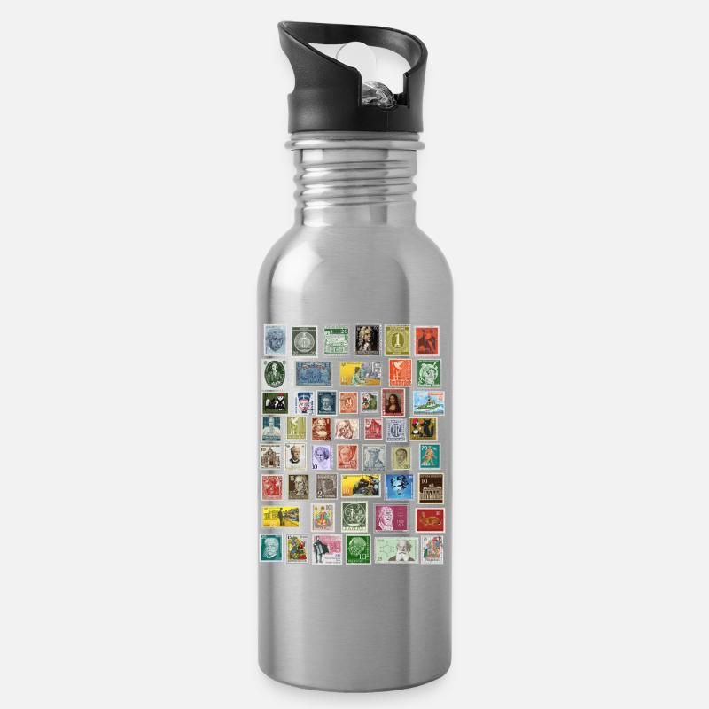 Gestaltung von Briefmarken - Trinkflasche mit integriertem Trinkhalm - Lightsilver