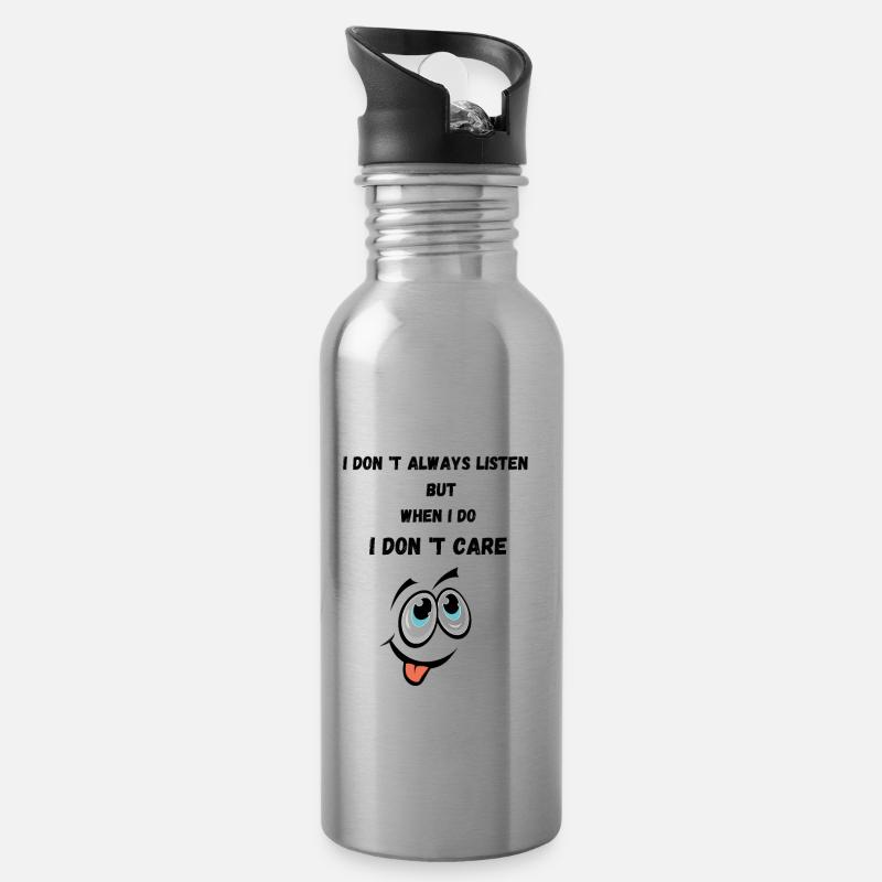 Lustiges Zitat - Trinkflasche mit integriertem Trinkhalm - Lightsilver
