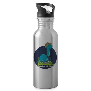 Cool Dino - Water bottle with straw - silver - Right