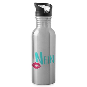 Warum Hast Du Nicht Nein Gesagt Schlager JGA - Trinkflasche mit integriertem Trinkhalm - Lightsilver - Rechts