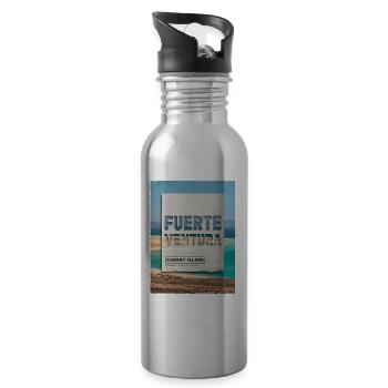 Fuerteventura Sommer Sonne Strand Meer Palmen - Trinkflasche mit integriertem Trinkhalm - Lightsilver - Rechts