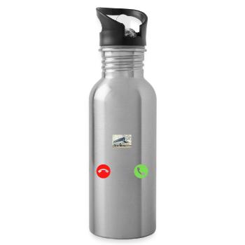 Mein Bus ruft an, ich muss los! - Trinkflasche mit integriertem Trinkhalm - Lightsilver - Rechts