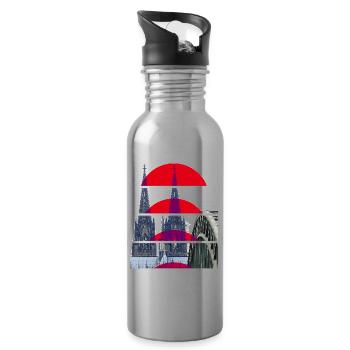Cologne Cathedral Germany City Skyline Home Love - Water bottle with straw - silver - Right