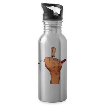 Bad Girl and her corkscrew - Water bottle with straw - silver - Right