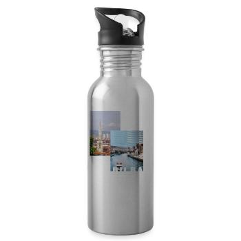 Bilbao Spanien Stadt Skyline Heimat Liebe Urlaub - Trinkflasche mit integriertem Trinkhalm - Lightsilver - Rechts