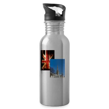 Nottingham England UK City Skyline Home Love - Water bottle with straw - silver - Right