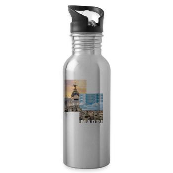 Madrid Espagne Ville Skyline Accueil Amour Vacances - Gourde avec paille intégrée - argent clair - Droite