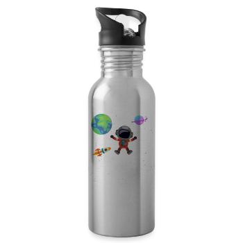 Rocket Planet Galaxy Future Astronaut - Water bottle with straw - silver - Right