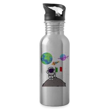Mondlandung Planet Italien Flagge Astronaut - Trinkflasche mit integriertem Trinkhalm - Lightsilver - Rechts