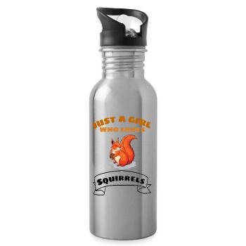 Nur ein Mädchen das Eichhörnchen liebt Wald Tier - Trinkflasche mit integriertem Trinkhalm - Lightsilver - Rechts