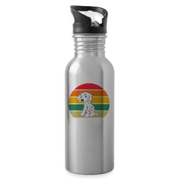 Retro Hunde Mama Muttertag Geschenk Dalmatiner - Trinkflasche mit integriertem Trinkhalm - Lightsilver - Rechts