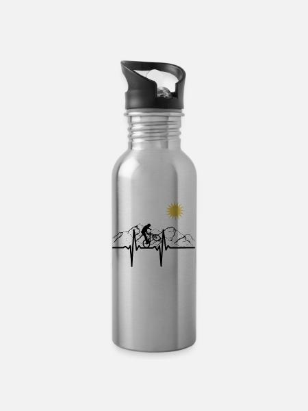 Mountainbike - Trinkflasche mit integriertem Trinkhalm - Lightsilver