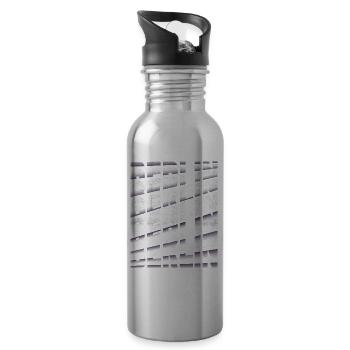 Berlin Germany City Font Skyline Home - Water bottle with straw - silver - Right