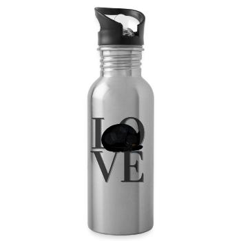 Cat Love - black/grey - Water bottle with straw - silver - Right
