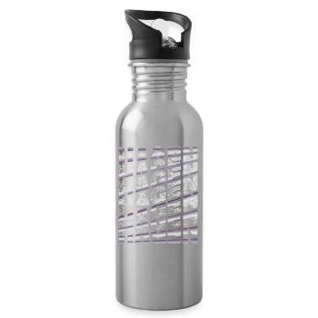 Hagen Germany City Font Skyline Home - Water bottle with straw - silver - Right