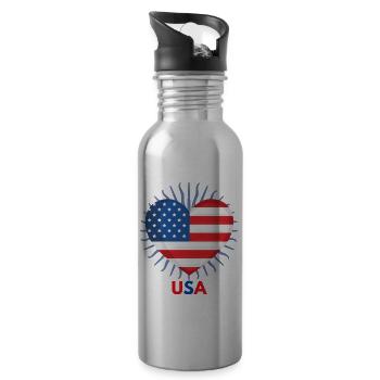 Cool World Cup I Love USA marchandise - Gourde avec paille intégrée - argent clair - Droite