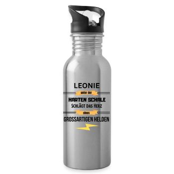 Leonie unter harte Schale eines Großartigen Helden - Trinkflasche mit integriertem Trinkhalm - Lightsilver - Rechts