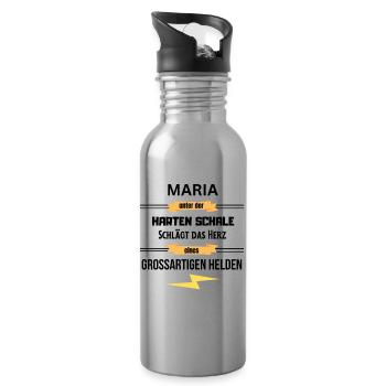 Maria unter harte Schale eines Großartigen Helden - Trinkflasche mit integriertem Trinkhalm - Lightsilver - Rechts