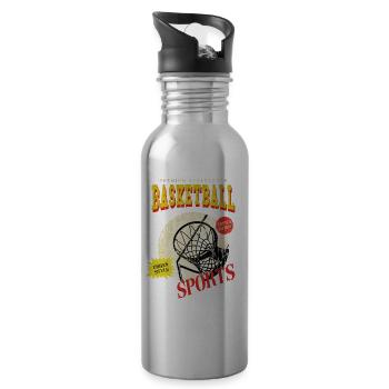 Basketball Basketballer Korb Sport Vintage Retro - Trinkflasche mit integriertem Trinkhalm - Lightsilver - Rechts