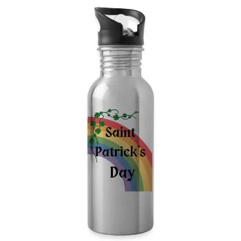 St. Patrick's Day mit Regenbogen - Trinkflasche mit integriertem Trinkhalm - Lightsilver - Rechts