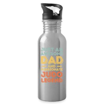 Dad Judo retro - Water bottle with straw - silver - Right