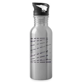 Kiel Germany City Font Skyline Home - Water bottle with straw - silver - Right