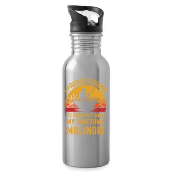 Angeln, Fischen und Malinois - Trinkflasche mit integriertem Trinkhalm - Lightsilver - Rechts