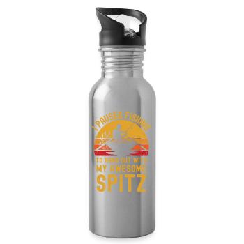 Fishing, fishing and Spitz - Water bottle with straw - silver - Right