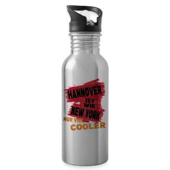 Hannover Deutschland Stadt Spruch Ist Wie New York - Trinkflasche mit integriertem Trinkhalm - Lightsilver - Rechts