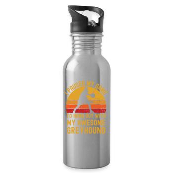 Basketball und Greyhound - Trinkflasche mit integriertem Trinkhalm - Lightsilver - Rechts