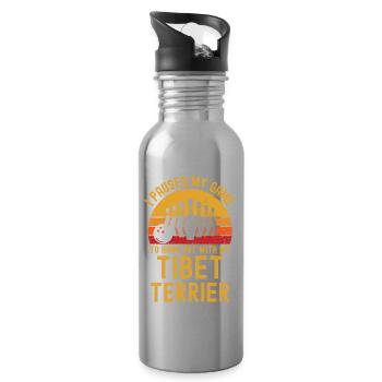Bowling und Tibet-Terrier - Trinkflasche mit integriertem Trinkhalm - Lightsilver - Rechts