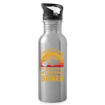 Bowling und Briard - Trinkflasche mit integriertem Trinkhalm - Lightsilver - Rechts