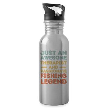 Thérapeute Pêche rétro - Gourde avec paille intégrée - argent clair - Droite