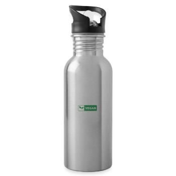 ''Nicht vegan sein ist nicht okay!'' - Trinkflasche mit integriertem Trinkhalm - Lightsilver - Rechts