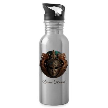The magic of the Venice Carnival - Water bottle with straw - silver - Right