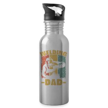 Soudage papa rétro - Gourde avec paille intégrée - argent clair - Droite