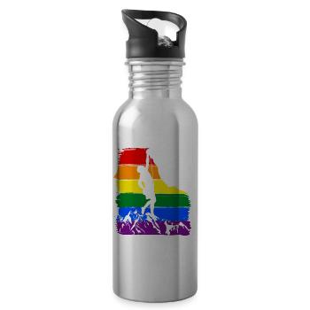 Climbing LGBT Pride - Water bottle with straw - silver - Right