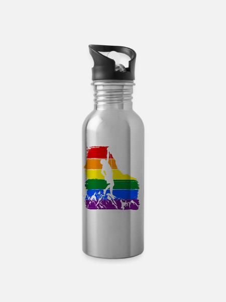 Klettern LGBT Pride - Trinkflasche mit integriertem Trinkhalm - Lightsilver