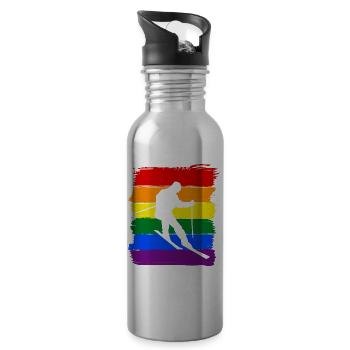 Ski LGBT Pride - Gourde avec paille intégrée - argent clair - Droite