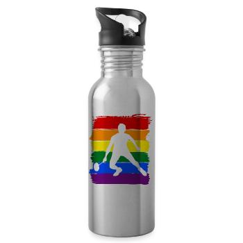 Badminton LGBT Pride - Trinkflasche mit integriertem Trinkhalm - Lightsilver - Rechts