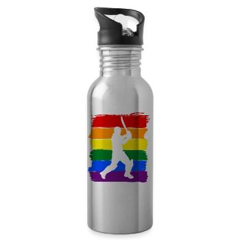 Fierté LGBT de cricket - Gourde avec paille intégrée - argent clair - Droite