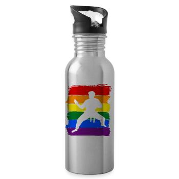 Karaté LGBT Pride - Gourde avec paille intégrée - argent clair - Droite