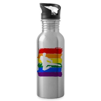 Fierté LGBT de Taekwondo - Gourde avec paille intégrée - argent clair - Droite