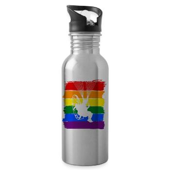 Paramoteur LGBTQ Pride - Gourde avec paille intégrée - argent clair - Droite
