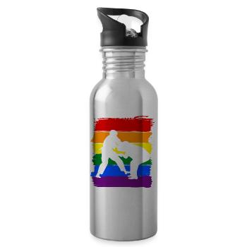 Judo LGBT Pride - Water bottle with straw - silver - Right