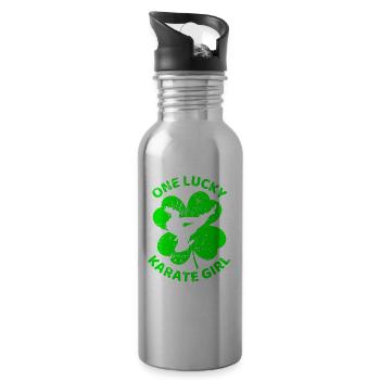 Le trèfle de la Saint-Patrick de karaté - Gourde avec paille intégrée - argent clair - Droite